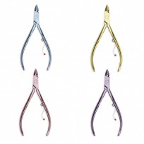 Alicate para Cutículas 577CL Celeste/Lila/Magenta/Amarillo Niquelado Mundial