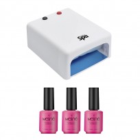 3 Esmaltes Semipermanentes Meliné + Cabina Mini UV 36W Teknikpro Spa