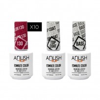 Kit 10x Esmaltes Semipermanentes  Anush + Base Coat y Top Coat